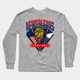 New Orleans 90s Throwback basketball Long Sleeve T-Shirt